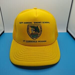 Vintage 58th Annual Short School Trucker Snapback Hat Cap Yellow